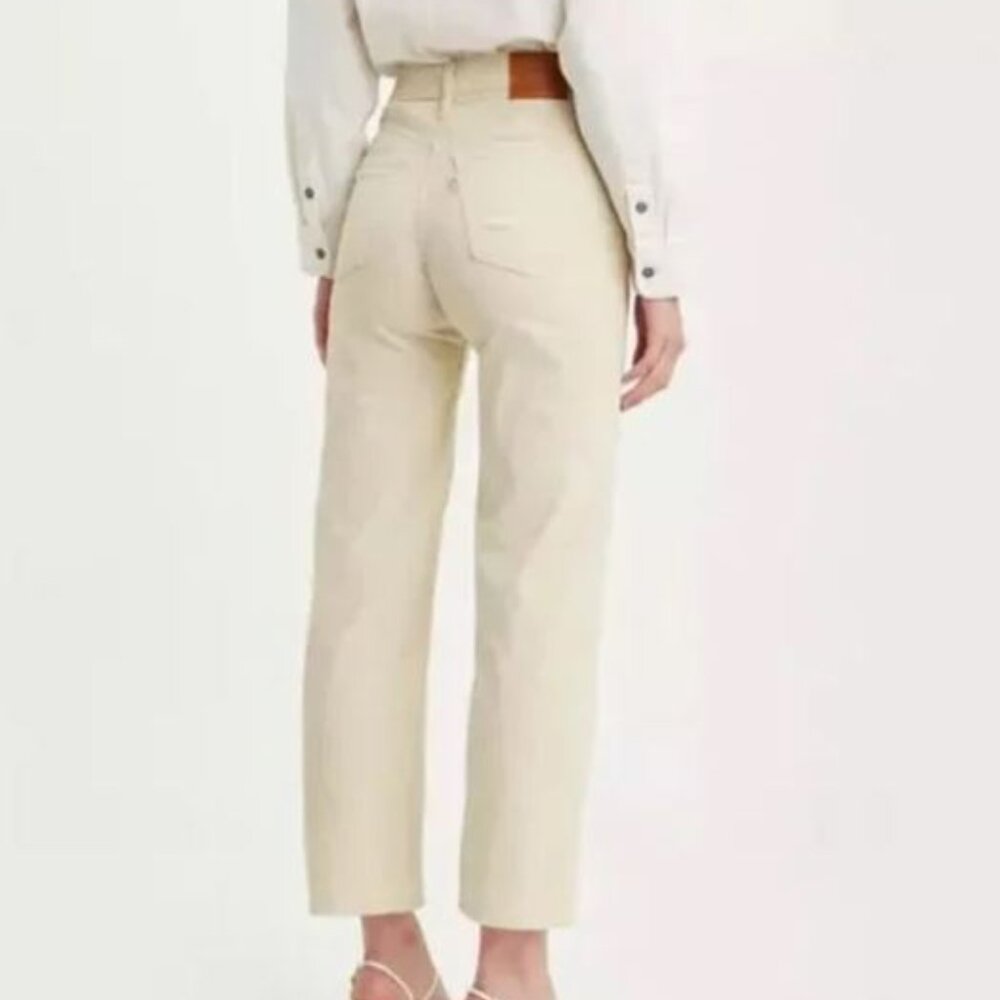 Levi's | Premium Ribcage Straight Ankle Corduroy Pants Cream Beige Boho Prep 31 - Picture 2 of 11